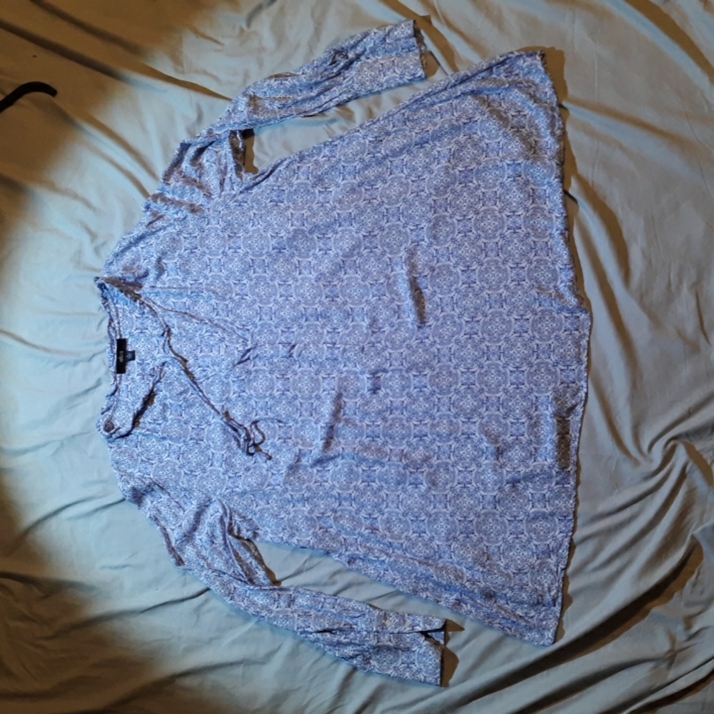 Half Button Down W/Ruffle Split Neck W/Ties - image 2